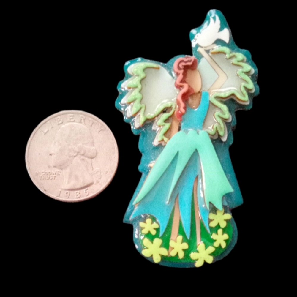 Lucinda Angel with Dove Resin Brooch